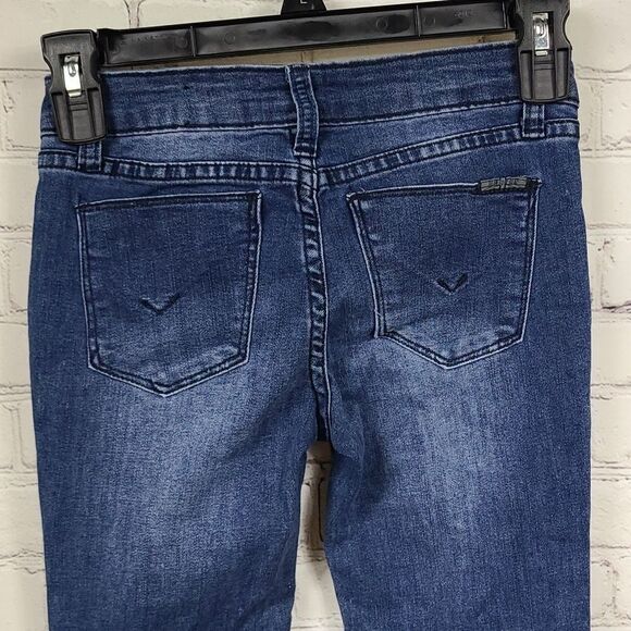 Hudson Amri Ankle Skinny Jean Girls 10 Dark Blue Distressed Denim Zipper Pockets - Picture 6 of 10